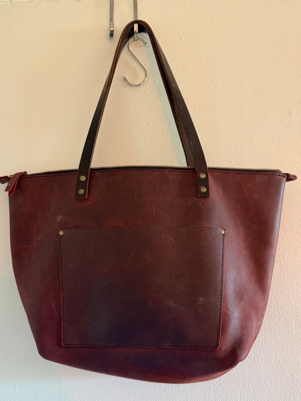 Large Portland Leather Tote Bag in Deep Burgundy